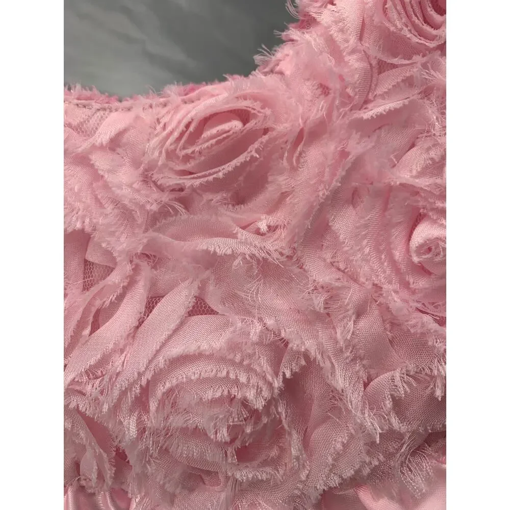 Mud Pie Pink Floral Textured 3D Flower Fleece Lined Baby Girls Bib